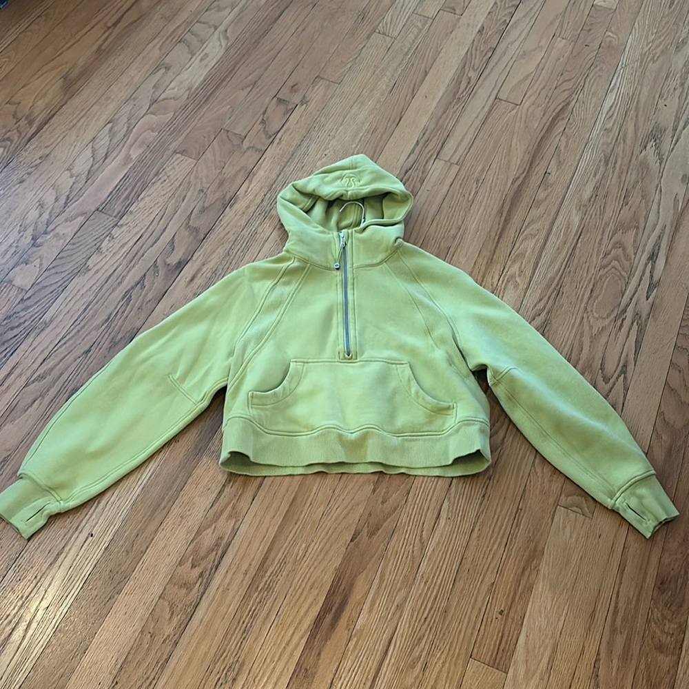 Lululemon green oversized half-zip scuba hoodie size xs/s